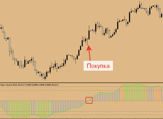 chaos indicator for determining the entry points into the market.